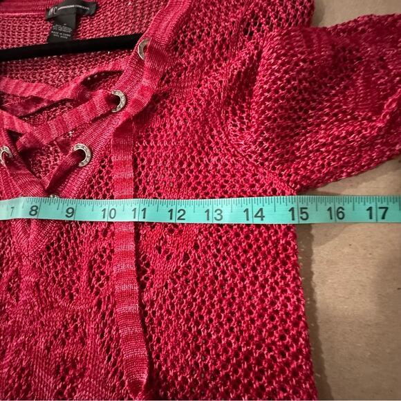 INC International Concepts Women's Small Diamond Lace Up Tie Long sleeve - Picture 10 of 14